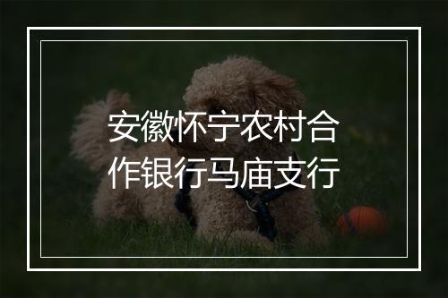 安徽怀宁农村合作银行马庙支行