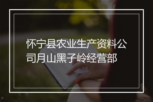 怀宁县农业生产资料公司月山黑子岭经营部