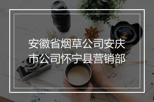 安徽省烟草公司安庆市公司怀宁县营销部