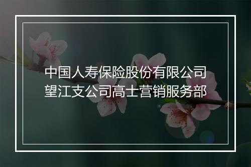 中国人寿保险股份有限公司望江支公司高士营销服务部