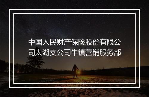 中国人民财产保险股份有限公司太湖支公司牛镇营销服务部