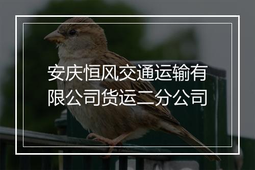 安庆恒风交通运输有限公司货运二分公司