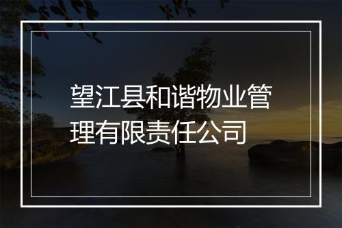 望江县和谐物业管理有限责任公司