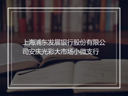 上海浦东发展银行股份有限公司安庆光彩大市场小微支行