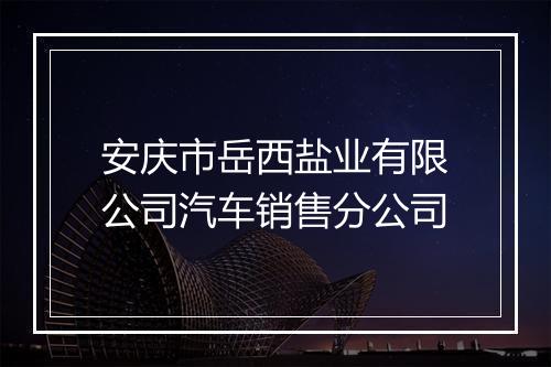 安庆市岳西盐业有限公司汽车销售分公司