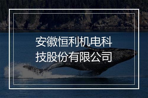 安徽恒利机电科技股份有限公司