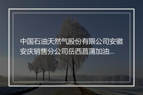 中国石油天然气股份有限公司安徽安庆销售分公司岳西菖蒲加油站