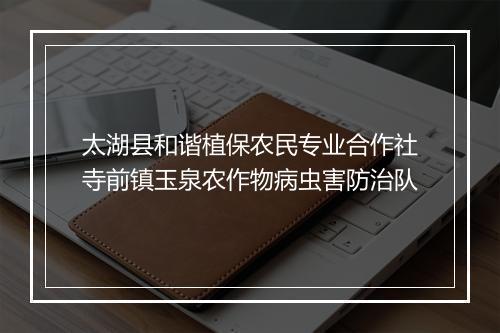 太湖县和谐植保农民专业合作社寺前镇玉泉农作物病虫害防治队