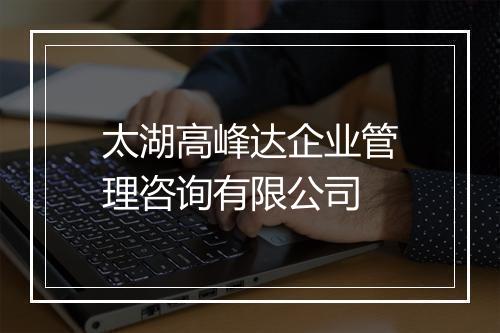 太湖高峰达企业管理咨询有限公司