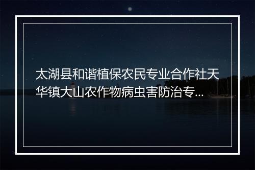 太湖县和谐植保农民专业合作社天华镇大山农作物病虫害防治专业队