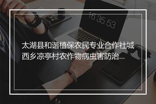 太湖县和谐植保农民专业合作社城西乡凉亭村农作物病虫害防治专业队