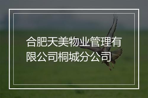 合肥天美物业管理有限公司桐城分公司