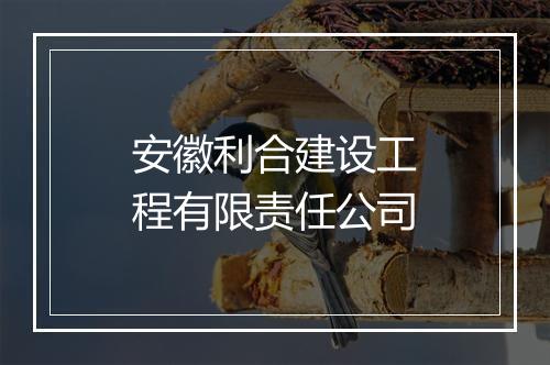 安徽利合建设工程有限责任公司