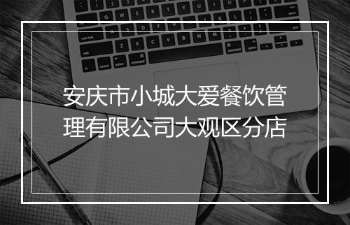 安庆市小城大爱餐饮管理有限公司大观区分店