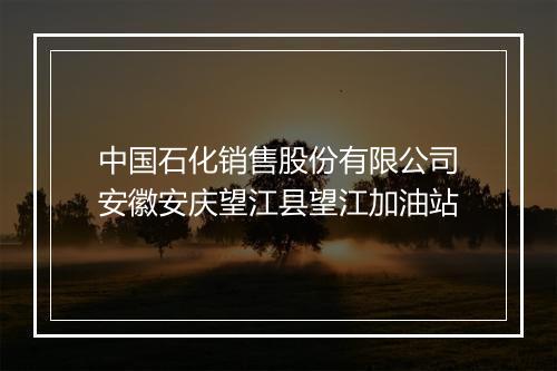 中国石化销售股份有限公司安徽安庆望江县望江加油站