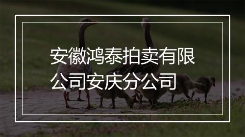 安徽鸿泰拍卖有限公司安庆分公司