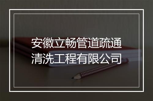 安徽立畅管道疏通清洗工程有限公司