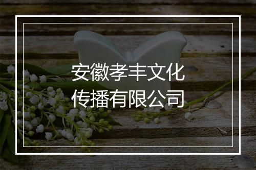 安徽孝丰文化传播有限公司