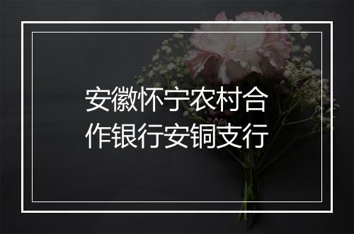 安徽怀宁农村合作银行安铜支行