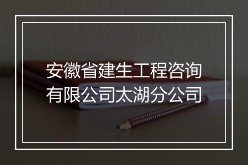 安徽省建生工程咨询有限公司太湖分公司