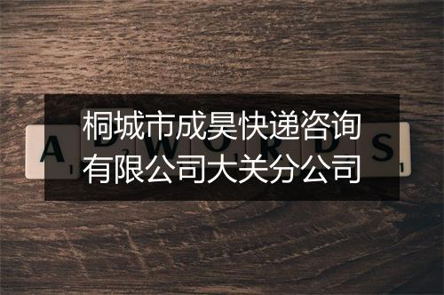桐城市成昊快递咨询有限公司大关分公司