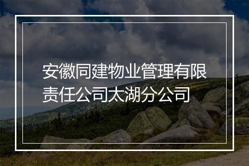 安徽同建物业管理有限责任公司太湖分公司