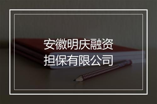 安徽明庆融资担保有限公司