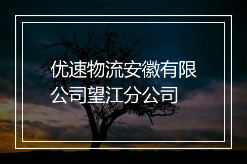 优速物流安徽有限公司望江分公司