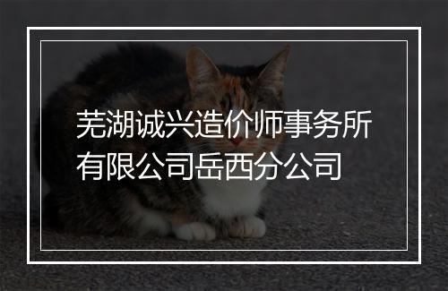 芜湖诚兴造价师事务所有限公司岳西分公司
