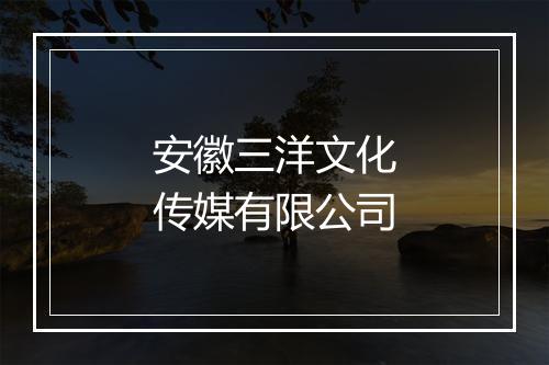 安徽三洋文化传媒有限公司
