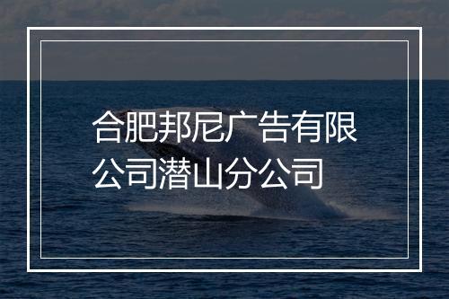 合肥邦尼广告有限公司潜山分公司