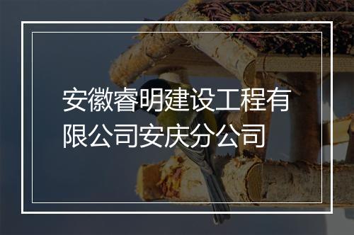 安徽睿明建设工程有限公司安庆分公司