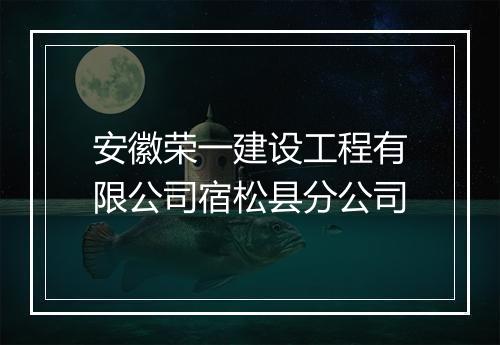 安徽荣一建设工程有限公司宿松县分公司