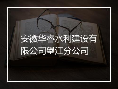 安徽华睿水利建设有限公司望江分公司