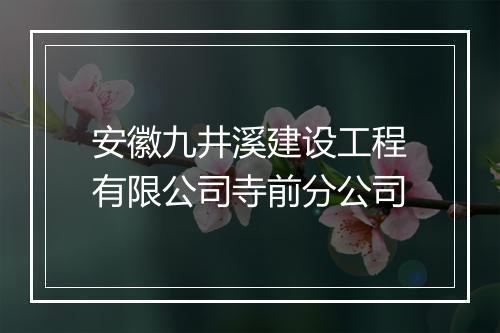 安徽九井溪建设工程有限公司寺前分公司