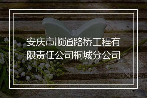 安庆市顺通路桥工程有限责任公司桐城分公司