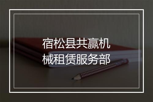 宿松县共赢机械租赁服务部