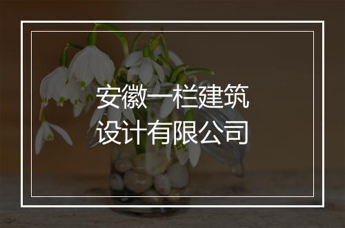 安徽一栏建筑设计有限公司