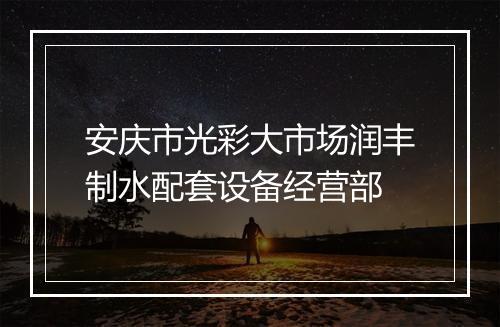 安庆市光彩大市场润丰制水配套设备经营部