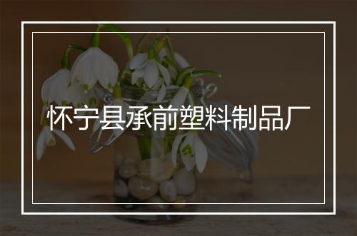 怀宁县承前塑料制品厂
