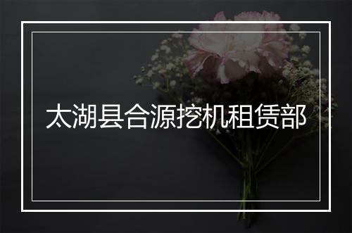 太湖县合源挖机租赁部