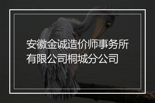 安徽金诚造价师事务所有限公司桐城分公司