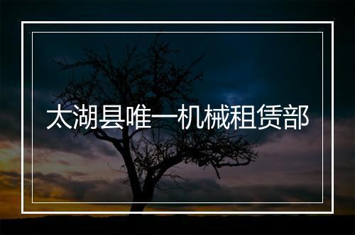 太湖县唯一机械租赁部