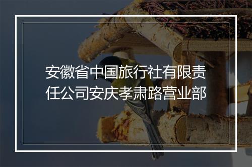 安徽省中国旅行社有限责任公司安庆孝肃路营业部