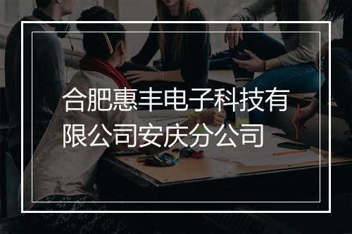 合肥惠丰电子科技有限公司安庆分公司