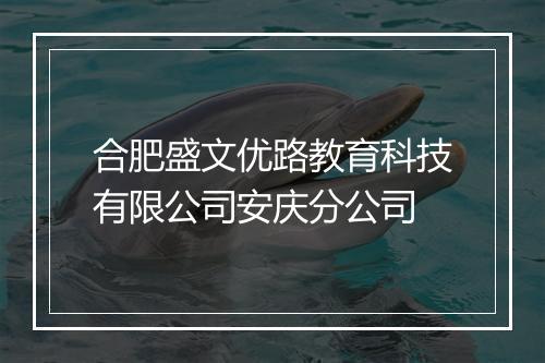 合肥盛文优路教育科技有限公司安庆分公司
