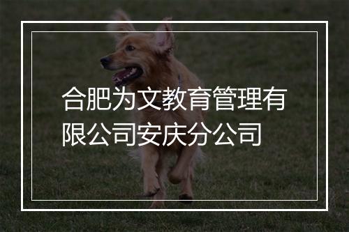 合肥为文教育管理有限公司安庆分公司