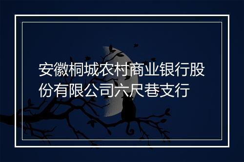 安徽桐城农村商业银行股份有限公司六尺巷支行