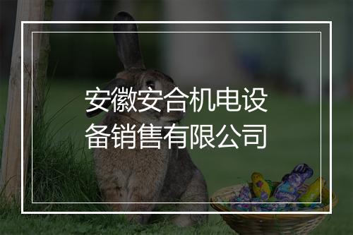 安徽安合机电设备销售有限公司
