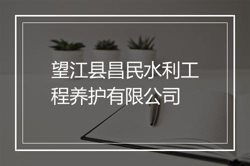 望江县昌民水利工程养护有限公司